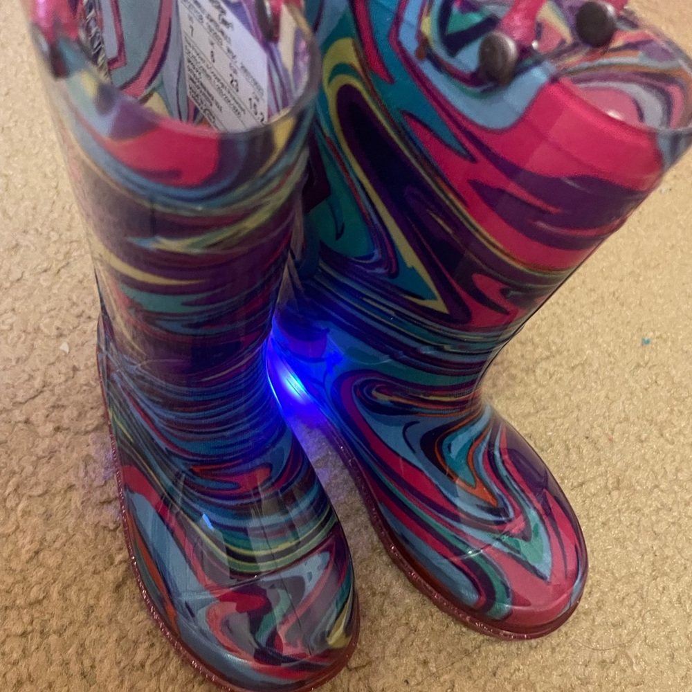 Western Chief Pink and Multicolor Swirl Rain Boots